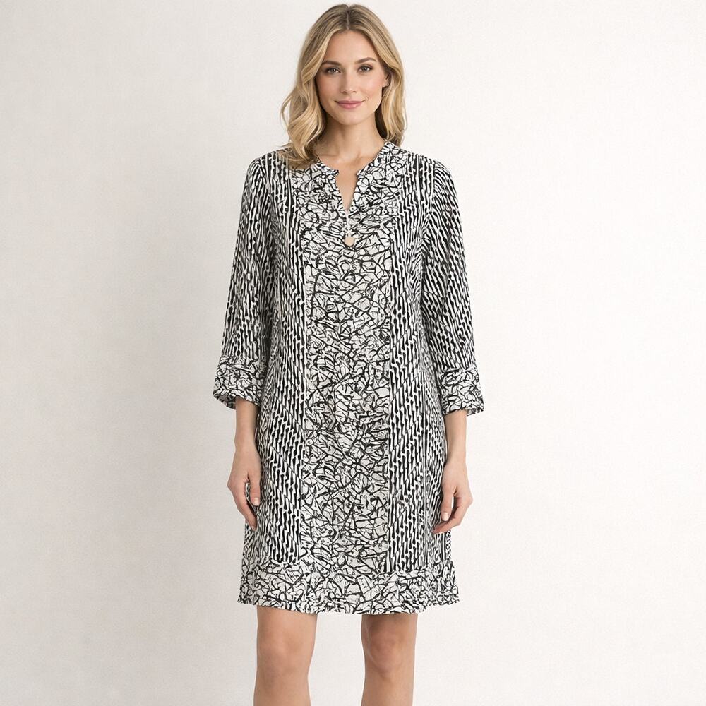 Soft Surroundings Raven Shift Dress Size Medium NWT Ecru and Black